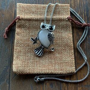Clear Quartz Owl Necklace Crystal Necklace Clear Quartz Necklace